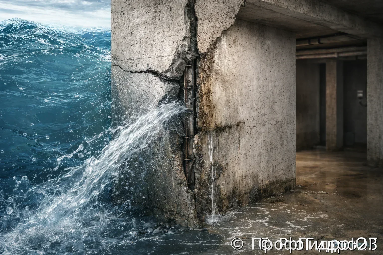 Устранение течей и напорной воды