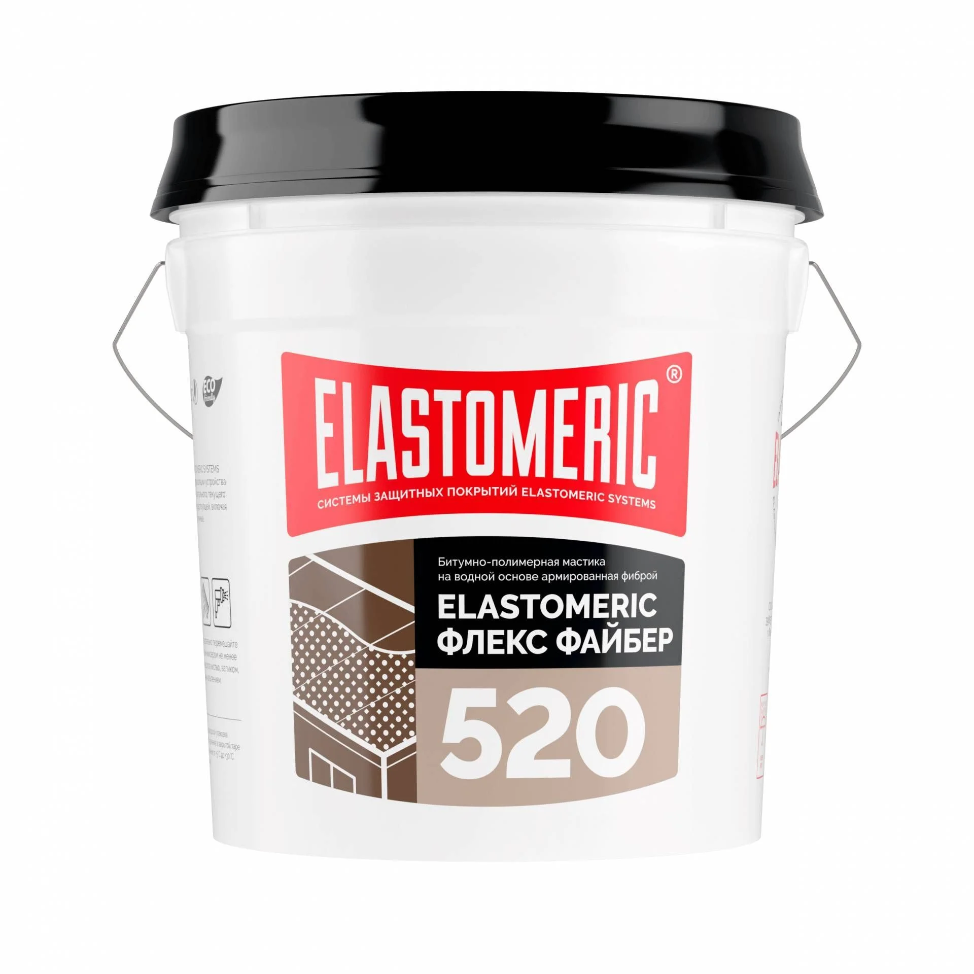 Mодифицированная битумно-полимерная мастика на водной основе - Elastomeric 520 Флекс Файбер (ведро 1