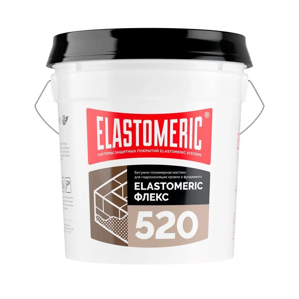 Mодифицированная битумно-полимерная мастика на водной основе - Elastomeric 520 Флекс (ведро 17 кг.)